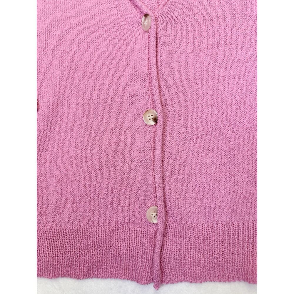 Saltwater Luxe Cardigan Women’s Sz M Delby Open Knit Button Front Rolled Hem - Picture 4 of 10